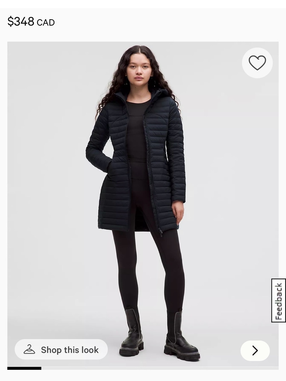 lululemon athletica Black Quilted Pack It Down Puffer Jacket